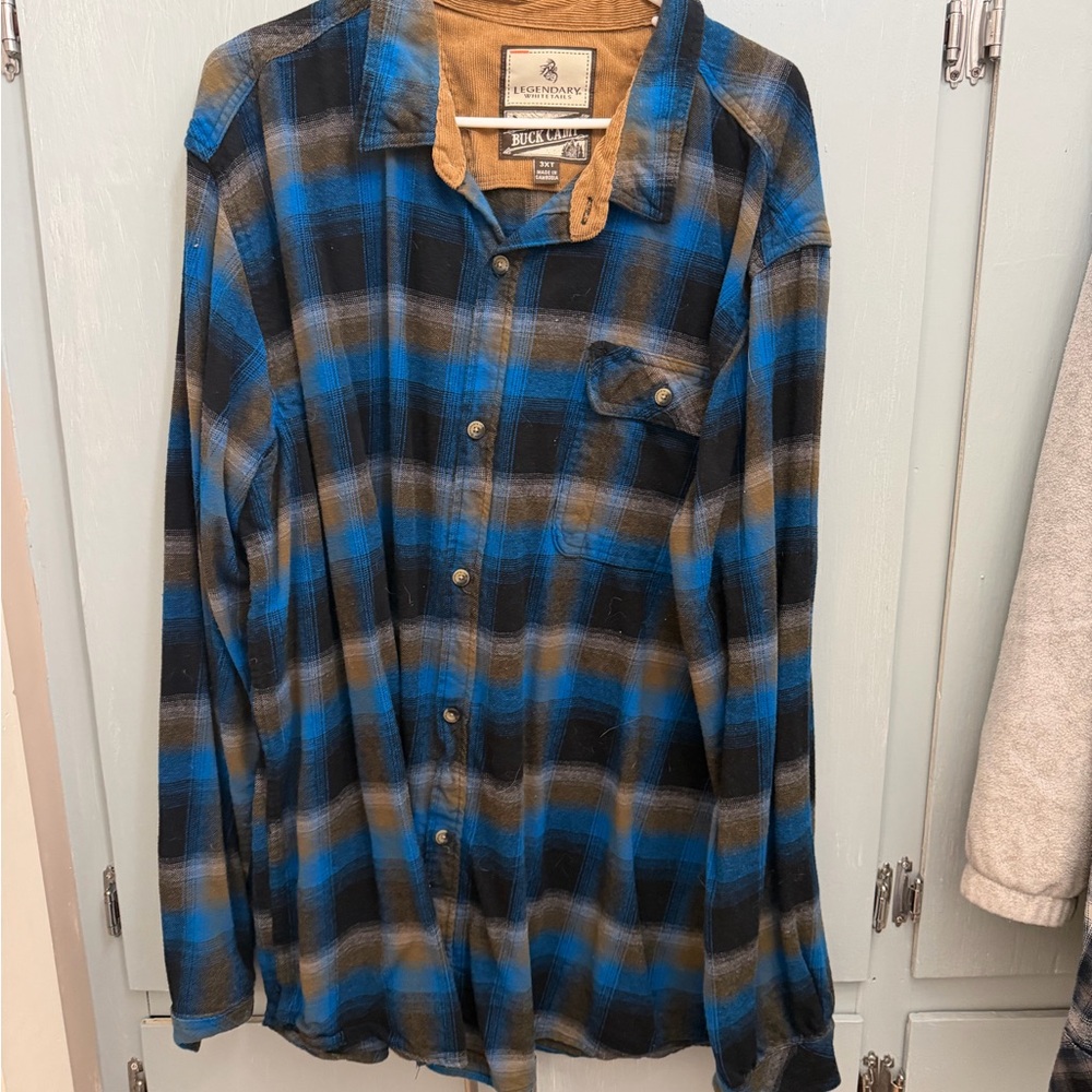Legendary Whitetails Blue and Brown Plaid Snap-Front Shirt